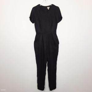 Anthro Mo:Vint Black Silky Rayon Blend Jumpsuit S